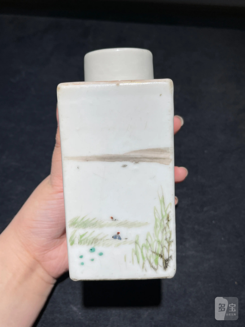 清晚期 浅绛彩马上封侯纹茶叶罐 - 图4